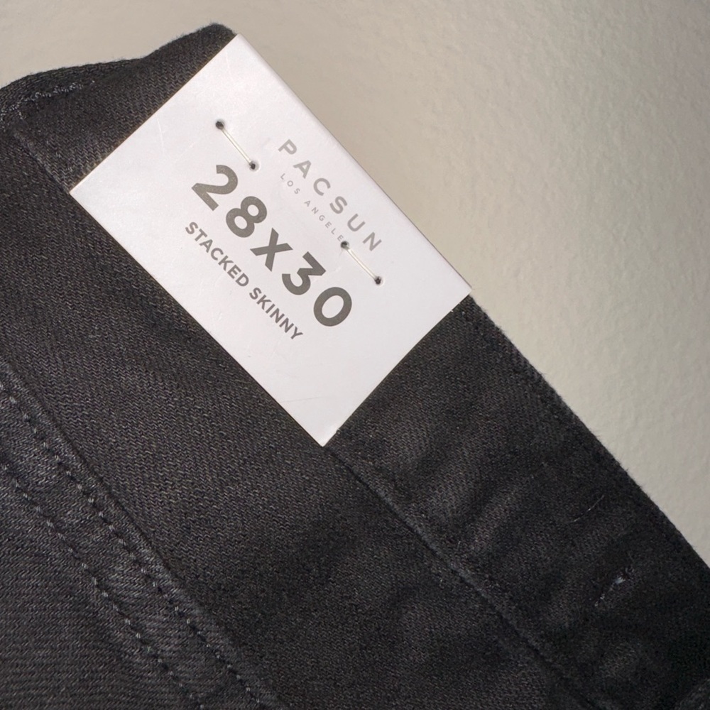NWT PACSUN black distressed skinny jeans 28x30 stacked skinny - Picture 10 of 11